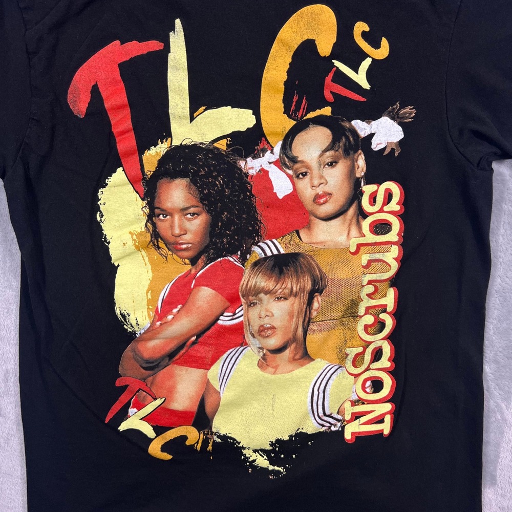 TLC Graphic T Shirt Adult Small Black Excellent No Scrubs 2023 Band Tee Music